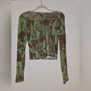 Green and Brown Women's Long Sleeve Top